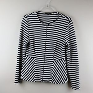 Striped peplum blazer black and white striped